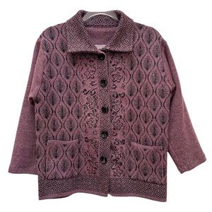 Retro Boho Metallic Peacock Cardigan Sweater Twee ModCloth Anthropologie Vibes
